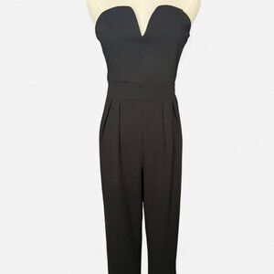charlotte russe black strapless jumpsuit with zipper back